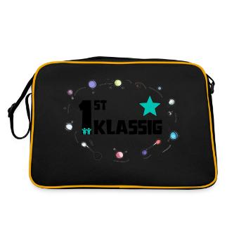 "1st-class" lettering with colorful balloons - Retro Bag - black/gold - Back