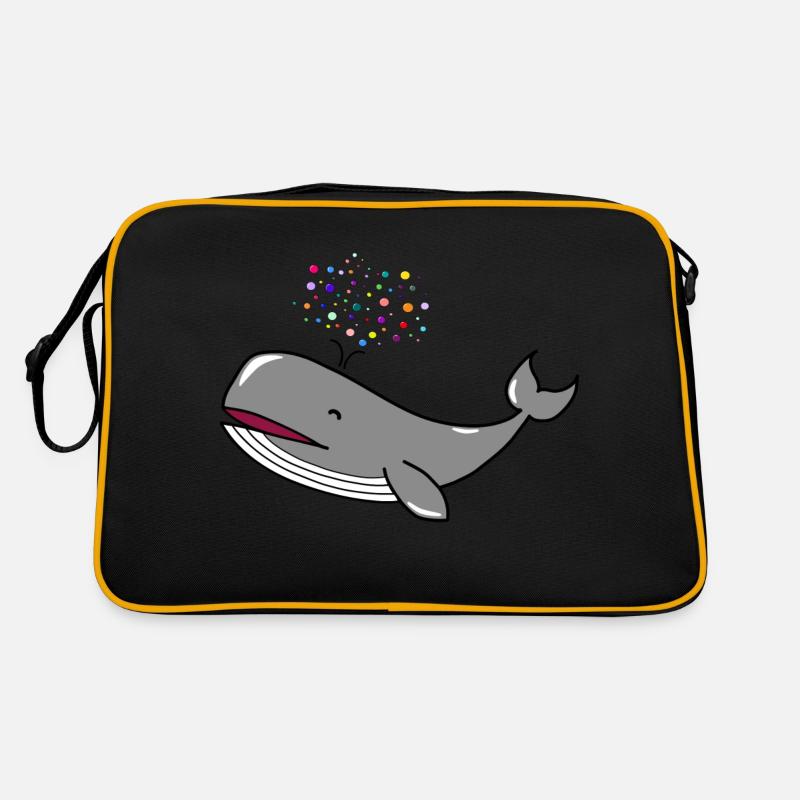Happy Whale Blubberwal Happy Wal - Retro Tasche - Schwarz/Gold