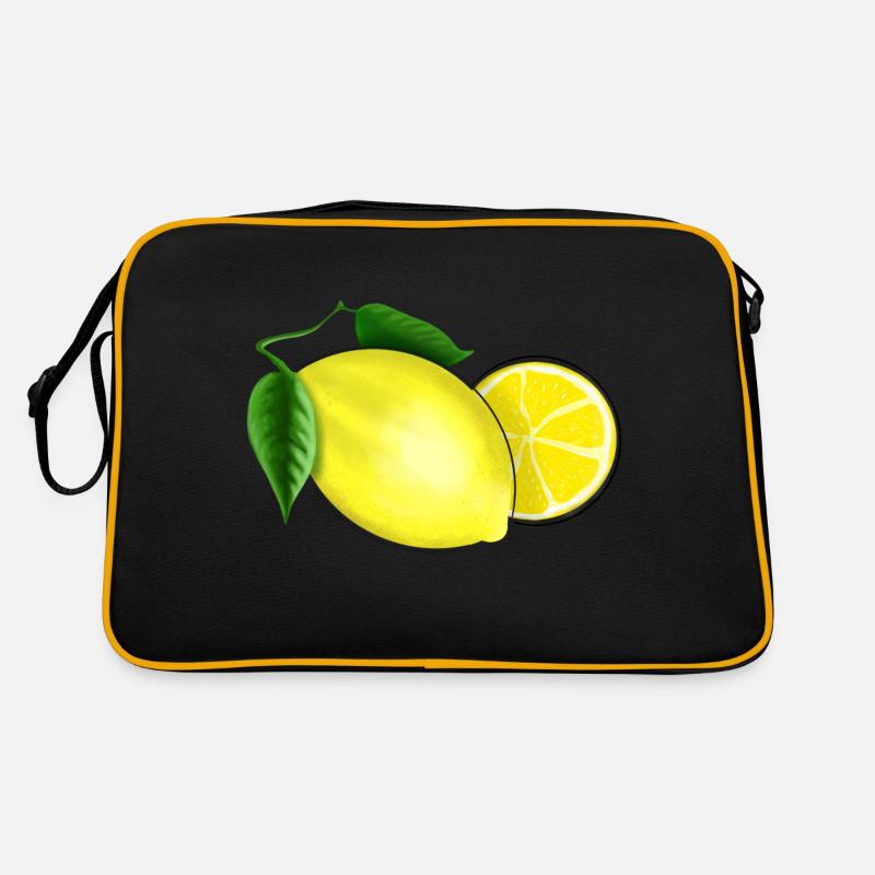 Frische Zitrone mit Blatt Retro Tasche