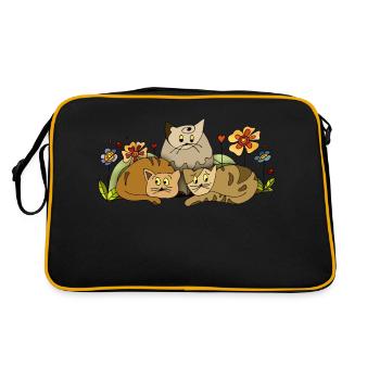 Katzen - Retro Tasche - Schwarz/Gold - Hinten