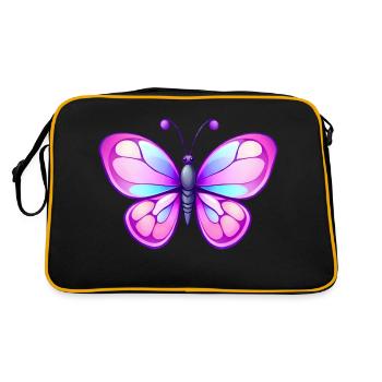 Mignon papillon de bande dessinée, ailes roses et bleues - Sac Retro - noir/or - Dos