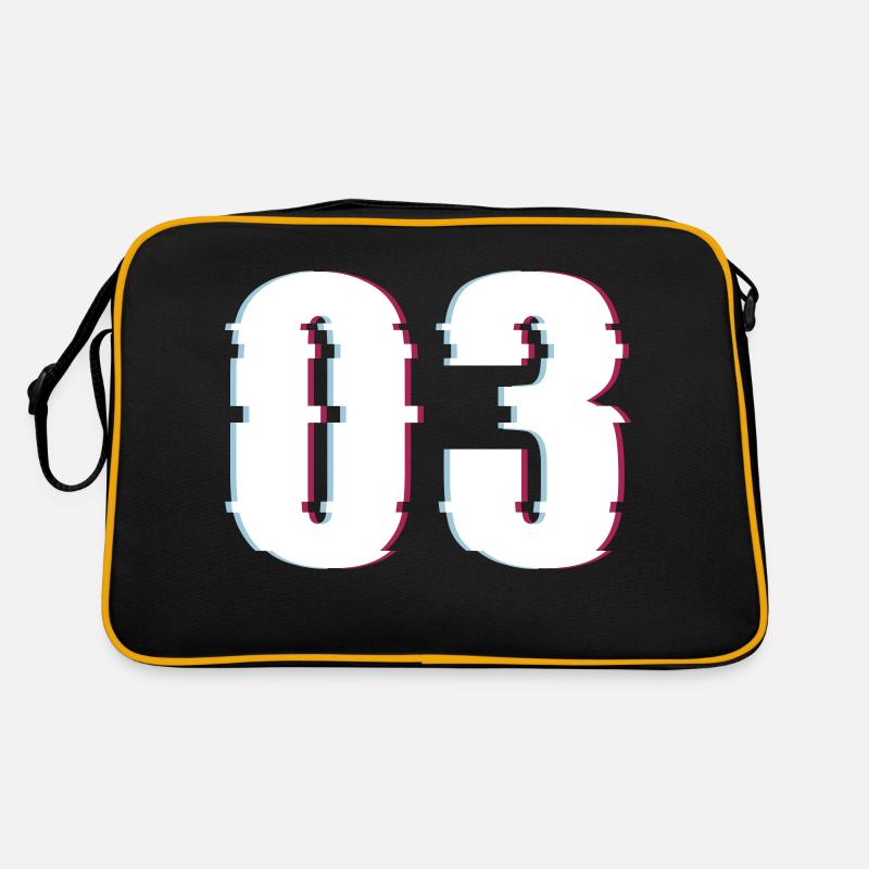 Three 3 Three 03 Number Effect Distorted Number Retro Bag