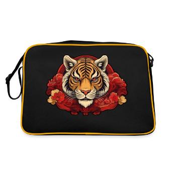 Tiger with Background - Retro Tasche - Schwarz/Gold - Hinten