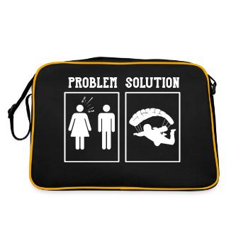 Problem Solution Wife Husband Parachute Skydiving - Retro Bag - black/gold - Back