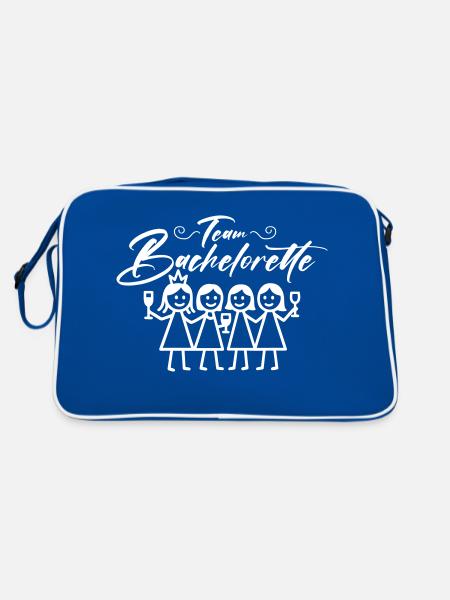 Bachelorette Team Mädels - Retro Tasche - Blau/Weiß - Hinten