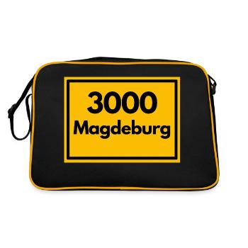 Place sign - then retro old zip code 3000 Magdeburg - Retro Bag - black/gold - Back