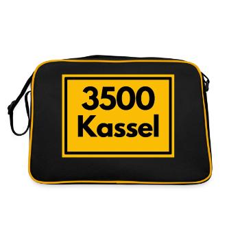 Place sign - then retro old zip code 3500 KASSEL - Retro Bag - black/gold - Back