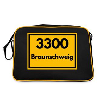 Town sign - then old zip code 3300 BRAUNSCHWEIG - Retro Bag - black/gold - Back
