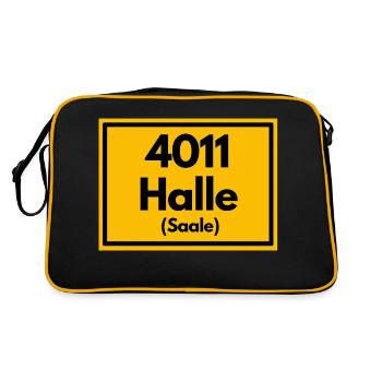 Place sign - then retro old zip code 4011 HALLE - Retro Bag - black/gold - Back