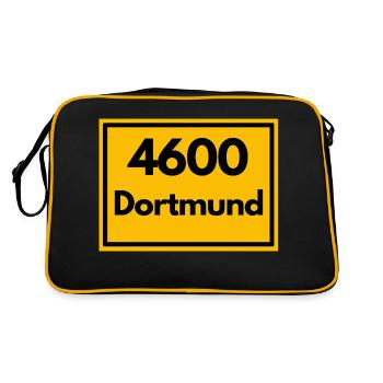 Town sign - then retro old zip code DORTMUND - Retro Bag - black/gold - Back