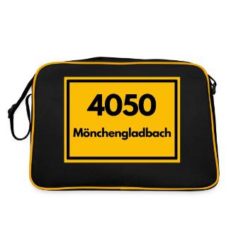 Place sign - then old zip code 4050 MÖNCHENGLADBACH - Retro Bag - black/gold - Back