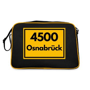 Town sign - then retro old zip code 4500 OSNABRÜCK - Retro Bag - black/gold - Back