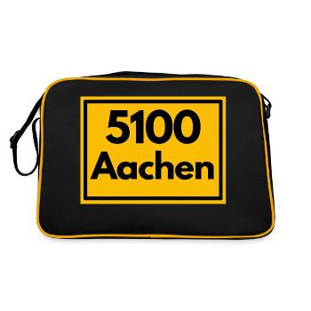 Town sign - then retro old zip code 5100 AACHEN - Retro Bag - black/gold - Back