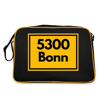 Town sign - then retro old zip code 5300 BONN - Retro Bag - black/gold - Back