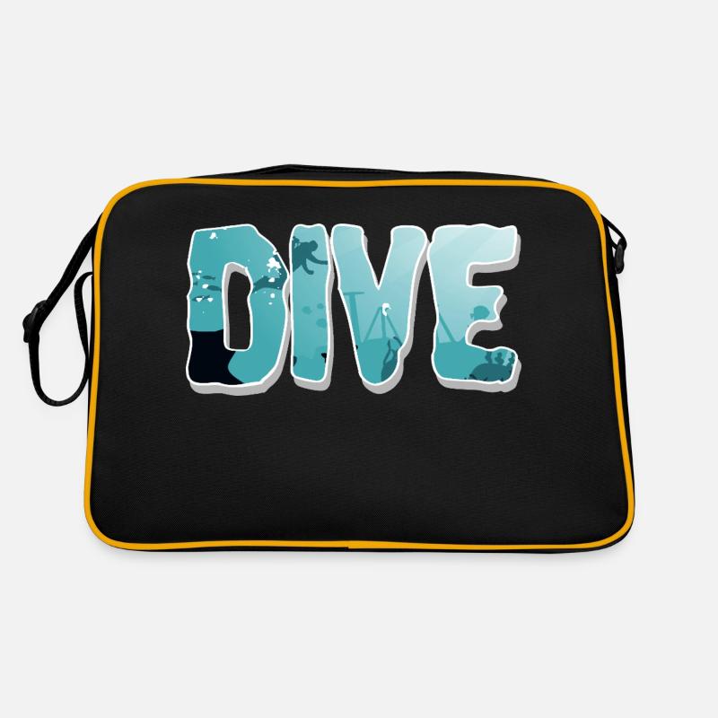 Tauchen Taucher - Retro Tasche - Schwarz/Gold