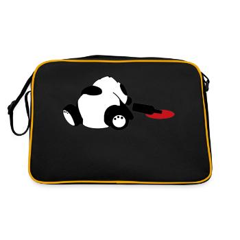betrunkener pandabär - Retro Tasche - Schwarz/Gold - Hinten