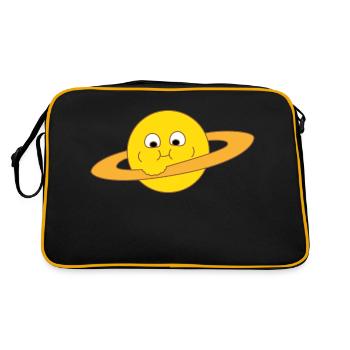 Dicker Saturn - Retro Tasche - Schwarz/Gold - Hinten