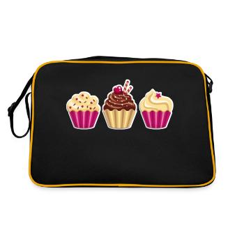 Cupcake - Muffin - Donut - Eis - Schokolade - DD - Retro Tasche - Schwarz/Gold - Hinten