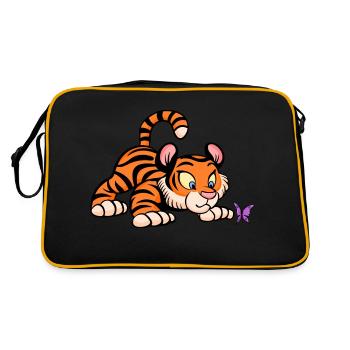 Baby Tiger with Butterfly - Retro Bag - black/gold - Back