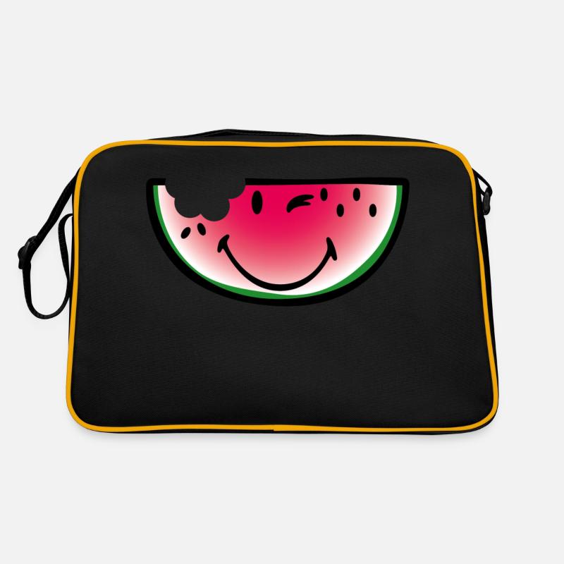 Smiley Watermelon - Retro Tasche - Schwarz/Gold