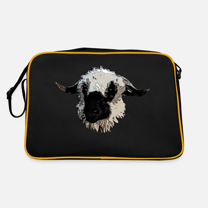 Walliser Schwarznasenschaf - Retro Tasche - Schwarz/Gold
