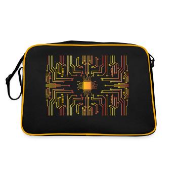Circuit board core CPU heart pc coder geek - Retro Bag - black/gold - Back