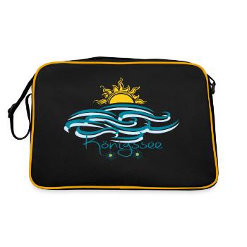 Königssee Sonnenaufgang - Retro Tasche - Schwarz/Gold - Hinten