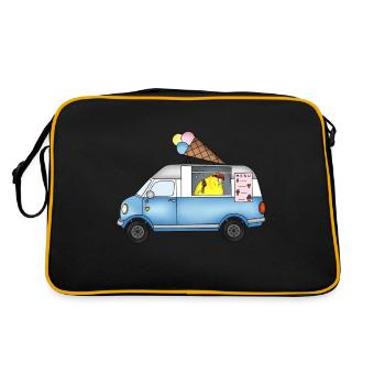 Yellow goat parakeet in blue ice cream truck - Retro Bag - black/gold - Back