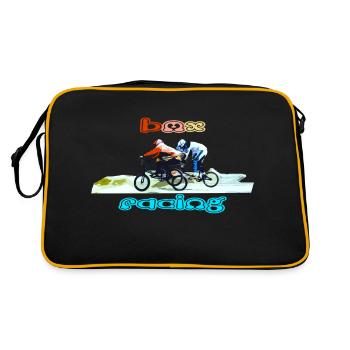 BMX Rennen Mountainbike Motocross - Retro Tasche - Schwarz/Gold - Hinten