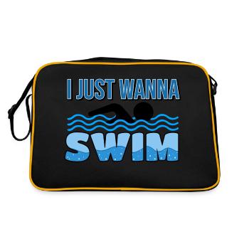 schwimmen tauchen schwimmbecken brustschwimmen - Retro Tasche - Schwarz/Gold - Hinten