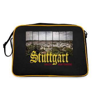 Stuttgart Skyline Vintage Baden-Württemberg - Retro Tasche - Schwarz/Gold - Hinten