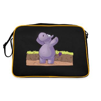 Maskotti Inge Nilpferd Yoga1 - Retro Tasche - Schwarz/Gold - Hinten