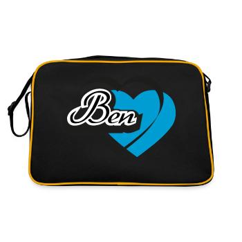 Name Ben Herz - Retro Tasche - Schwarz/Gold - Hinten