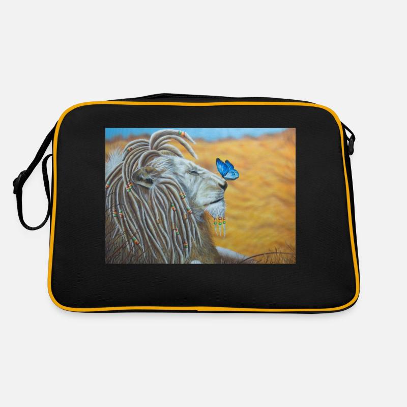 Rasta lion and blue butterfly Retro Bag