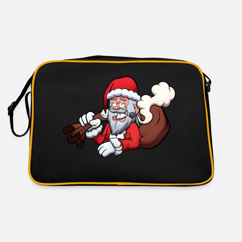 Weihnachtsmann raucht einen Joint Retro Tasche