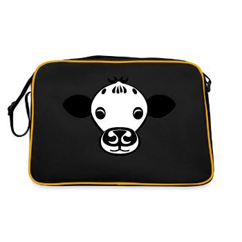 cow cute animal farm animals funny cows new 8 - Retro Bag - black/gold - Back