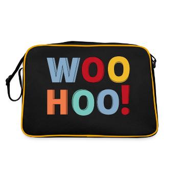 Woohoo Kalligraphie Textdesign. - Retro Tasche - Schwarz/Gold - Hinten