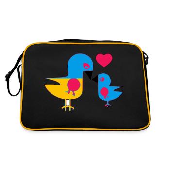 Maman oiseau et son bébé - Sac Retro - noir/or - Dos
