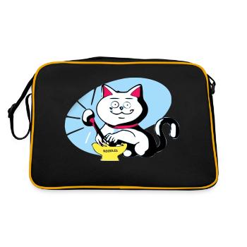 Chat et ramen - Sac Retro - noir/or - Dos