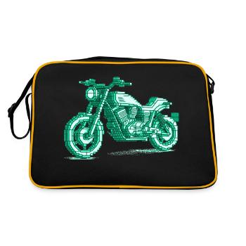Retro motorcycle in 8 bit in the color green - Retro Bag - black/gold - Back