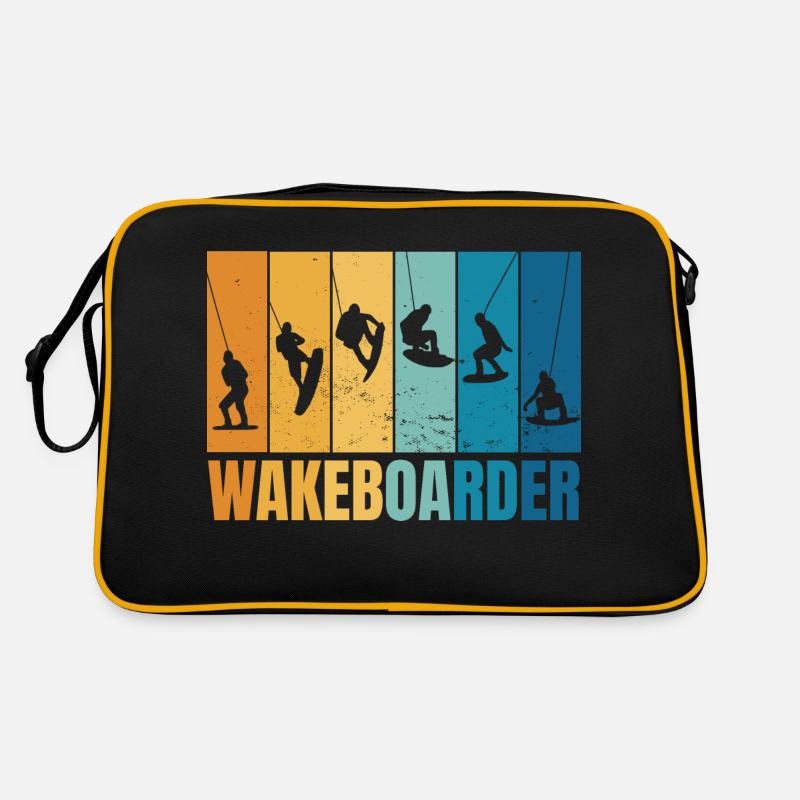 Wakeboard-Silhouetten - Retro Tasche - Schwarz/Gold