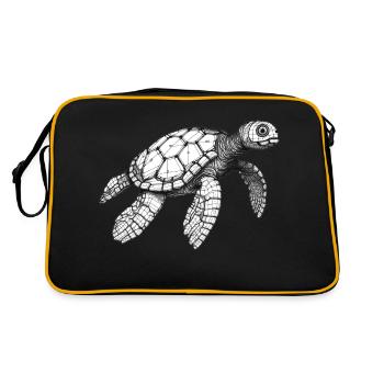 Tortue noire et blanche nageant - Sac Retro - noir/or - Dos