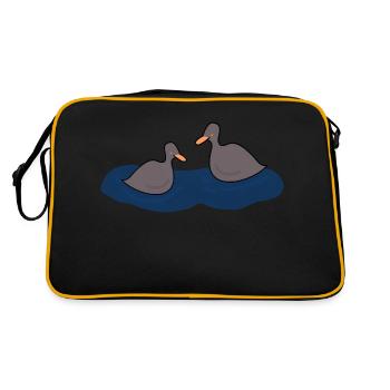 Ducks swimming in pond - Retro Bag - black/gold - Back