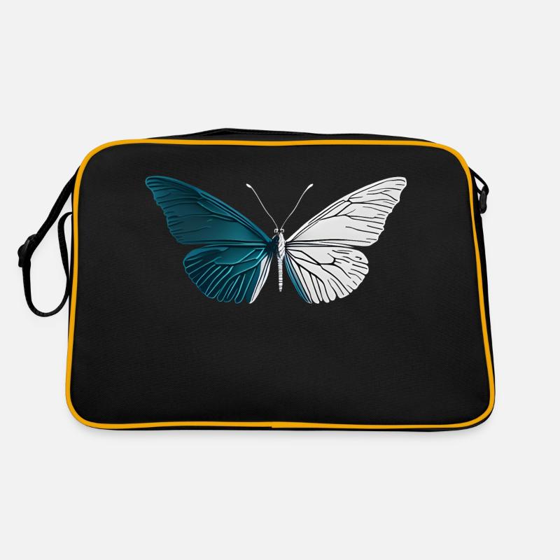 Minimalistischer Schmetterling - Retro Tasche - Schwarz/Gold