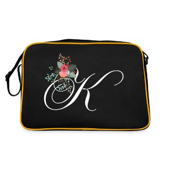 Letter k flowered - Retro Bag - black/gold - Back