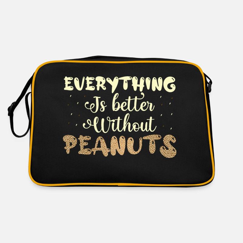 Everything Is better Without Peanuts Nut Allergic - Retro Tasche - Schwarz/Gold