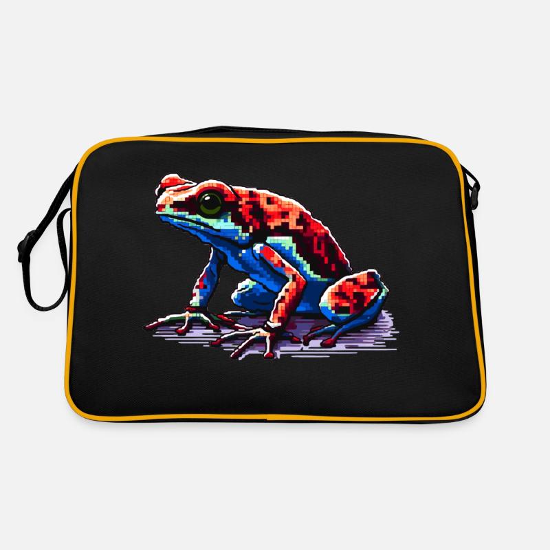 Grenouille dendrobate empoisonnée colorée en aspect pixel 8 bits Sac Retro