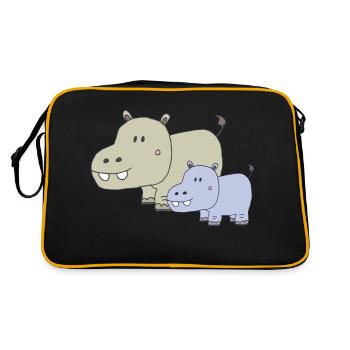 Hippopotame père et fils - Sac Retro - noir/or - Dos