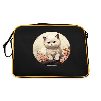 White kitten in Asia style - Retro Bag - black/gold - Back