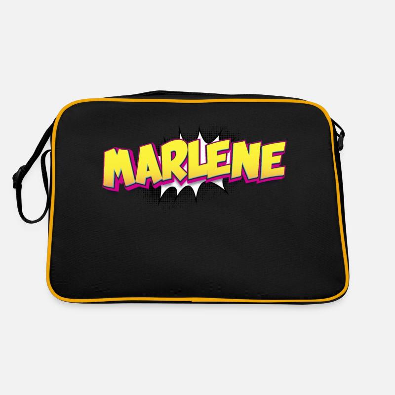 Marlene benutzerdefinierter Name Comic-Stil Pop-Art, Retro Tasche